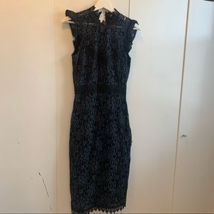 Zara midi dress with ruffle sleeves and high neckline